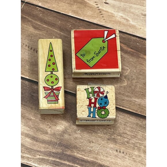 SET OF 3 STUDIO G STAMPCRAFT KATIE & CO HOLIDAY WOOD MOUNTED RUBBER STAMPS - Picture 1 of 6
